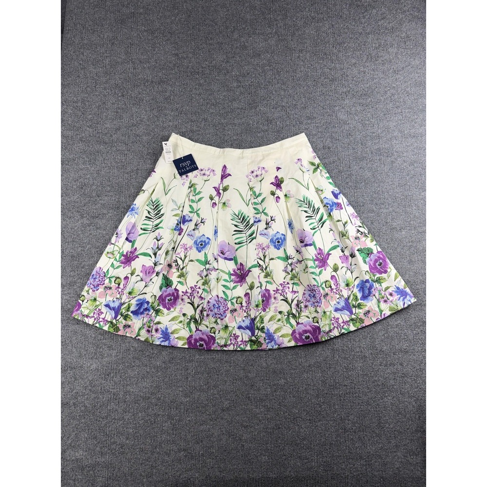 RSVP By Talbots Skirt Womens 14P White Floral Pleated A Line Midi Petite